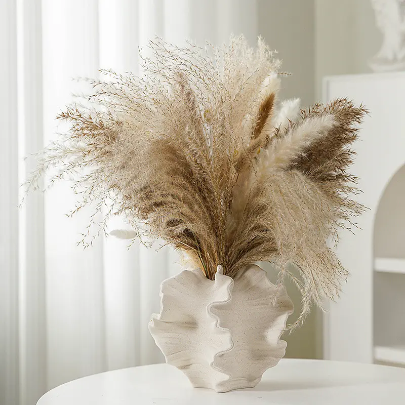 Jarrón de flores secas de cerámica nórdica decorativa, decoración minimalista moderna para el hogar, jarrones de boda de porcelana únicos de lujo
