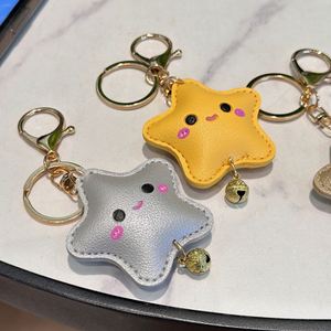 Healing PU Leather Star Keychain Pendant Cute Bell Carabiner Keychain Durable <b>Key</b> <b>Ring</b> <b>Bag</b> Decoration - Product Image 2