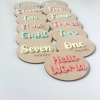 Accessoires de Photo de gravure Laser 3D colorés pour l'anniversaire du nouveau-né disques en bois naturel bébé étape mensuelle cartes circulaires en bois