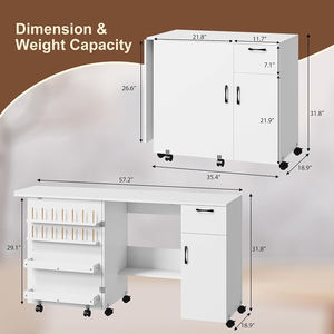 Pequeña Estación de artesanía plegable, <span class=keywords><strong>armario</strong></span> de costura bloqueable con ruedas, cajón deslizante, mesa de costura con almacenamiento para dormitorio - Product Image 5