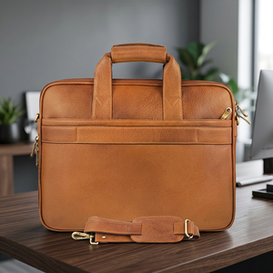 Sac à bandoulière pour ordinateur portable en cuir véritable de haute qualité, personnalisé, classique, durable, imperméable, antivol, écologique, antichoc et léger - Product Image 1