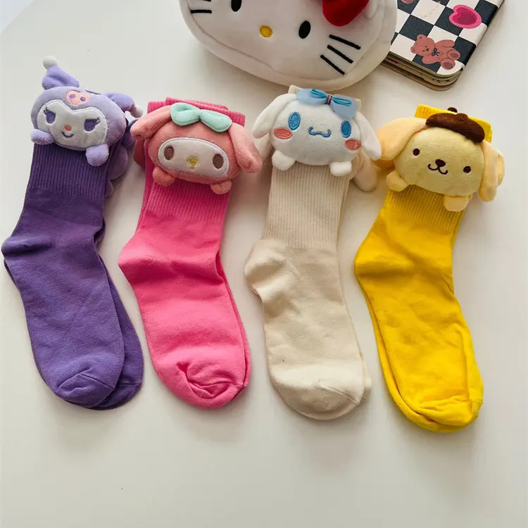 Botu ถุงเท้ายาวถึงเข่าแฟชั่นใหม่ถุงเท้าการ์ตูน3D ตลกสำหรับเด็กทารกถุงเท้าอนิเมะตุ๊กตากลางน่องสำหรับเด็ก