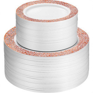 60-teiliges Set Plastikteller mit Goldrand Einweg-Ess-/Dessertteller Modern Minimalistisch Made in China Elegante Hochzeitsteller 7,5 Zoll - Product Image 5
