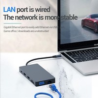 Base de Conexión USB C 12 en 1, Hub USB C con Doble HDMI VGA, 3 Monitores 4K 30Hz, Adaptador MST, 100W PD para Laptop Mac Windows