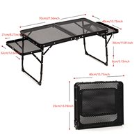Table de camping pliante d'extérieur en acier avec support pour sac poubelle et porte-serviettes en papier, vente directe usine
