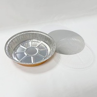Barquette jetable en aluminium de 8 pouces de qualité alimentaire 215*43mm 15g, moulée en pulpe écologique, avec couvercles transparents en PET pour gâteaux et plats rapides