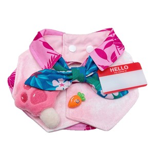 Babero para perro con cuello de zorro rosa, dije de zanahoria y pajarita, accesorio decorativo de primavera para sesiones de fotos de mascotas - Product Image 4
