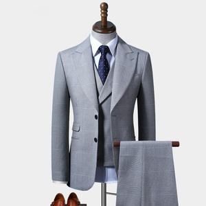 Traje <span class=keywords><strong>de</strong></span> Negocios/Boda <span class=keywords><strong>de</strong></span> 3 Piezas para <span class=keywords><strong>Hombre</strong></span>, Tallas Grandes, Doble Botonadura, Cuello en V, Poliéster/Algodón, Tejido Transpirable Antiarrugas, Largo - Product Image 2