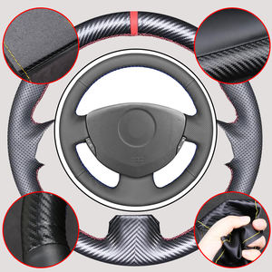 Housse de volant en fibre de carbone et de voiture pour Renault Clio 2 <span class=keywords><strong>Twingo</strong></span> 2 Dacia Sandero 2001 2002 2003 2004 2005-2014 - Product Image 1