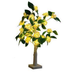 Lámpara de batería USB con árbol de rosas de mesa con luz LED, flor Artificial decorativa para Celebración de vacaciones de Navidad para sala de estar - Product Image 1