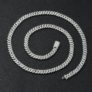 Colar de Corrente Cubana Miami de <span class=keywords><strong>6mm</strong></span> em Prata para Homens, Corrente Cubana com Zircônias Cravejadas em Linha Única - Product Image 4