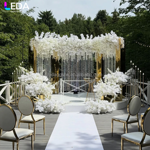 LEDA Wedding Decor Supplies Luxury Hot Selling <b>Gold</b> Square Metal Stainless Steel Mirror <b>Backdrop</b> Arch - Product Image 1