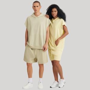 Sweat à capuche sans manches à épaules dénudées pour hommes, sweat-shirt surdimensionné de couleur unie - Product Image 2