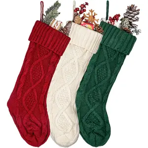 Toptan eski donanma noel çorap-Noel çorap büyük boy kablo örgü örme noel çorap aile tatil için sezon dekor