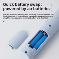 Raquette anti-moustiques électrique personnalisée, directement de l'usine, avec piles AA détachables, éliminateur de mouches portable