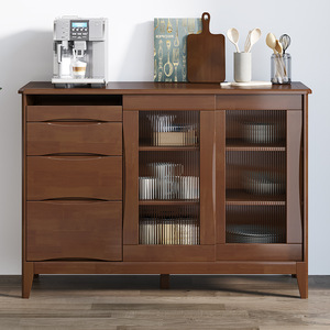 Nordic Solid Wood <b>Sideboard</b> 80Cm <b>Storage</b> Cabinet Kitchen Living Room Oak Tea Cabinet - Product Image 3