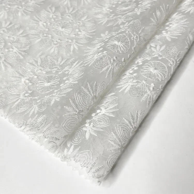 Урожай органзы база молока полиэстера пряжа цветочные вышивки ткань для подружки невесты; Платье для вечеринки платье для женщин и девочек