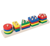 Bloques de Construcción Montessori para Bebés, Juego de 4 Cuadrados, Tablero de Ensamblaje de Formas Geométricas, Juguetes Educativos Tempranos de Madera para el Desarrollo Intelectual