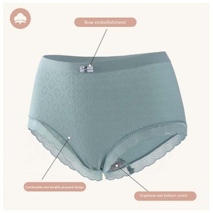 Calzoncillos de talla grande de algodón puro con entrepierna para mujer, ropa interior transpirable con absorción de sudor, ropa interior sencilla de cintura media sin costuras para mujer - Product Image 2