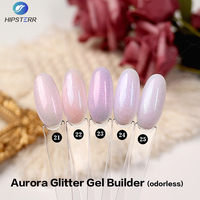 Gel de construction pour ongles à paillettes blanc laiteux sans acide et sans HEMA, inodore, longue durée, gel de construction à paillettes Aurora, extension d'ongles