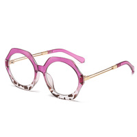 Nouvelles montures de lunettes tendance pour femmes, style européen et américain, avec blocs de couleur, monture intégrale en métal, design polygonal résistant aux chocs