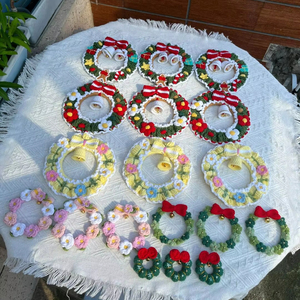 Motif de feuille de houx de Noël en laine au Crochet fait à la main unique et décor de baies rouges vives pour les cadeaux de Festival de voiture à la maison - Product Image 6