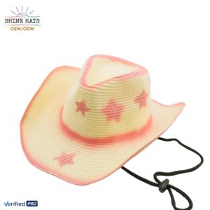 Shinehats 2025 사용자 정의 로고 인쇄 카우걸 페도라 스타 빈티지 서양 밀짚 모자 여행을위한 여성을위한 벨트 끈 - Product Image 6