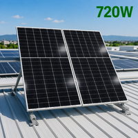 Panel Surya Kaca Ganda 700W 720W 730W TOPCon Bifacial Tipe N Half Cut CE TUV untuk Stasiun Terpasang di Tanah