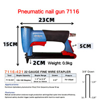 Agrafeuse pneumatique industrielle à couronne large en acier (Modèle XJP7116) ; Capacité de 190 agrafes ; Compatible avec des longueurs d'agrafes de 4 mm à 16 mm