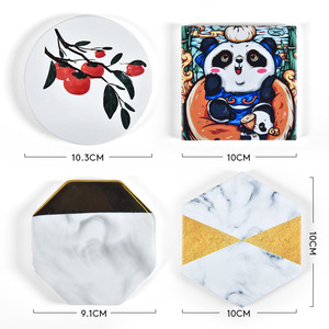 Venta Sublimación Cerámica Corcho Absorbente Taza Mat Set Logotipo personalizado Impresión personalizada Bar barato Posavasos de cerveza para beber café - Product Image 5