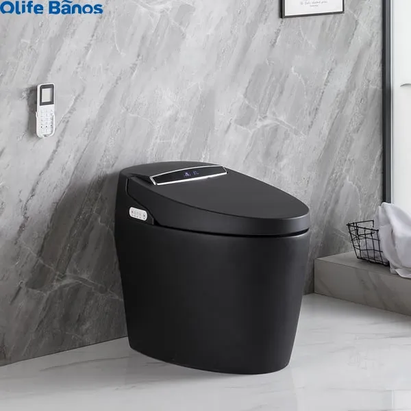 올리브 바노스 방수 현대 블랙 스마트 원피스 1.28 GPF 연장 자동 화장실 비데 좌석
