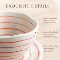 Ensemble tasse à café et soucoupe en céramique rayée rouge peinte à la main, 280 ml, tasse ondulée irrégulière pour latte, thé, vaisselle de table pour la maison et le café
