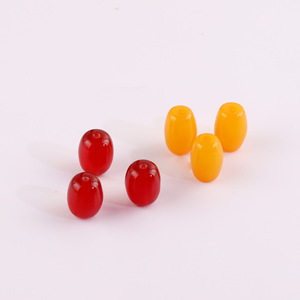 Cuentas ovaladas de acrílico plástico Lucite de 13x16 mm color rojo vino, 13x17 mm color amarillo para la fabricación de joyería. - Product Image 1