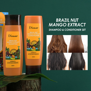 Ensemble Shampooing et Après-Shampooing Disaar à la Mangue et <span class=keywords><strong>Noix</strong></span> <span class=keywords><strong>du</strong></span> <span class=keywords><strong>Brésil</strong></span>, Renouvellement Nutritionnel et Fortifiant des Cheveux, Réduit la Casse et la Chute des Cheveux, Soins Capillaires - Product Image 5