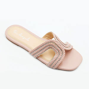 Popular marca de lujo nombre Casual zapatos de diamantes de imitación zapatillas chica verano playa plana sandalia chanclas para mujeres y damas - Product Image 2