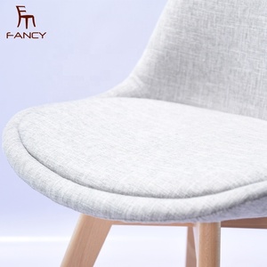 Silla de comedor moderna y suave acolchada para sala de estar, asiento de madera con tulipán blanco, gris y azul, sin brazos, para restaurante y cocina - Product Image 6