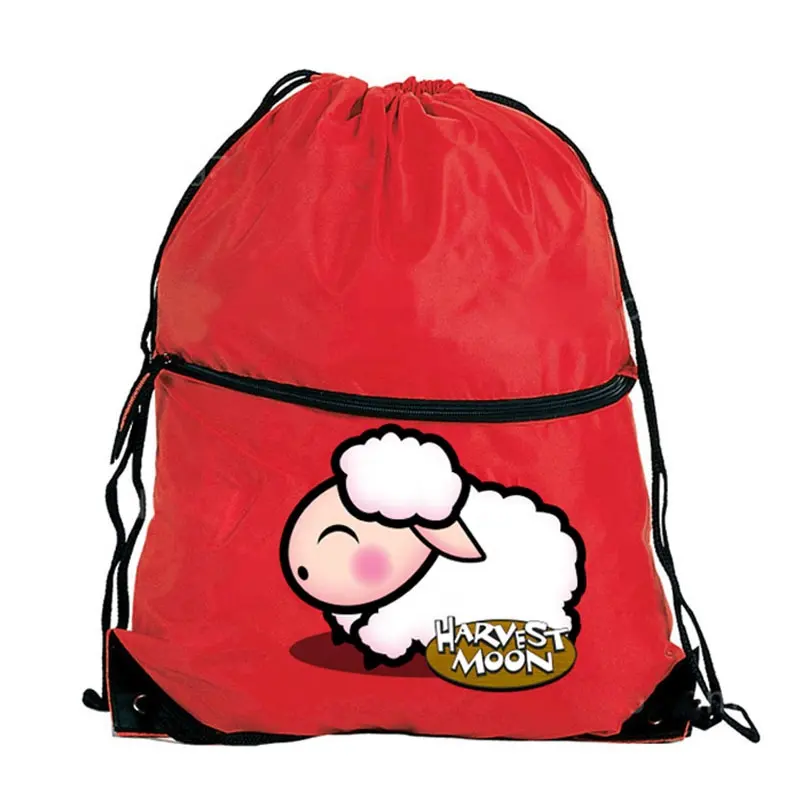 Sports Polyester Drawstring Backpack Bag for Kids with Custom Logo