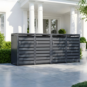 240L custodia per bidoni della spazzatura da esterno con chiusura a chiave per quattro tonnellate copri bidoni dei rifiuti da giardino aperto per uso domestico in giardino - Product Image 3