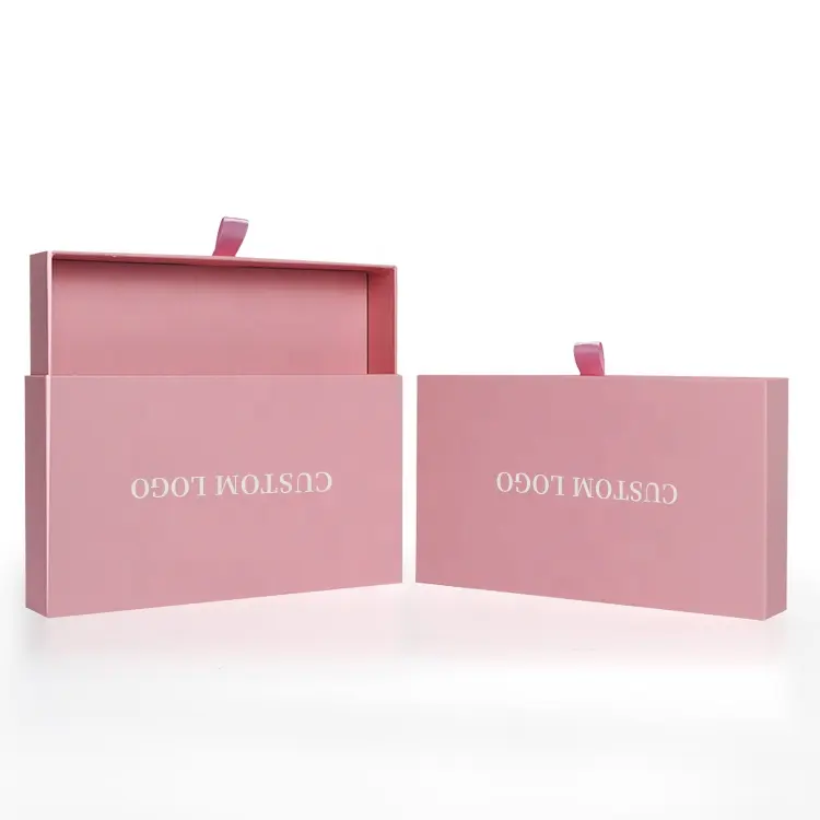 Wholesale Custom Pink Luxury Jewelry Cosmetic Eyeshadow Palette Gift Paper Packaging Wig Slide Drawer Storage Box