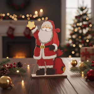 Rustic Wooden Christmas Decorations <b>Tabletop</b> Xmas Sign with Snowman Reindeer Xmas <b>Tree</b> Santa Claus for Home Decor - Product Image 3