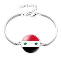 Bracelet en métal avec chaîne, motif drapeau national syrien personnalisé, cabochon en verre, bracelet de poignet avec pierre précieuse pour souvenir touristique et cadeau pour fans