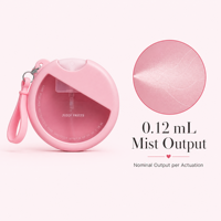Botol Semprot Kartu Bulat Pink 20 mL PETG dengan Gantungan Kunci dan Tali Pergelangan Tangan untuk Kemasan Cairan Parfum Kosmetik
