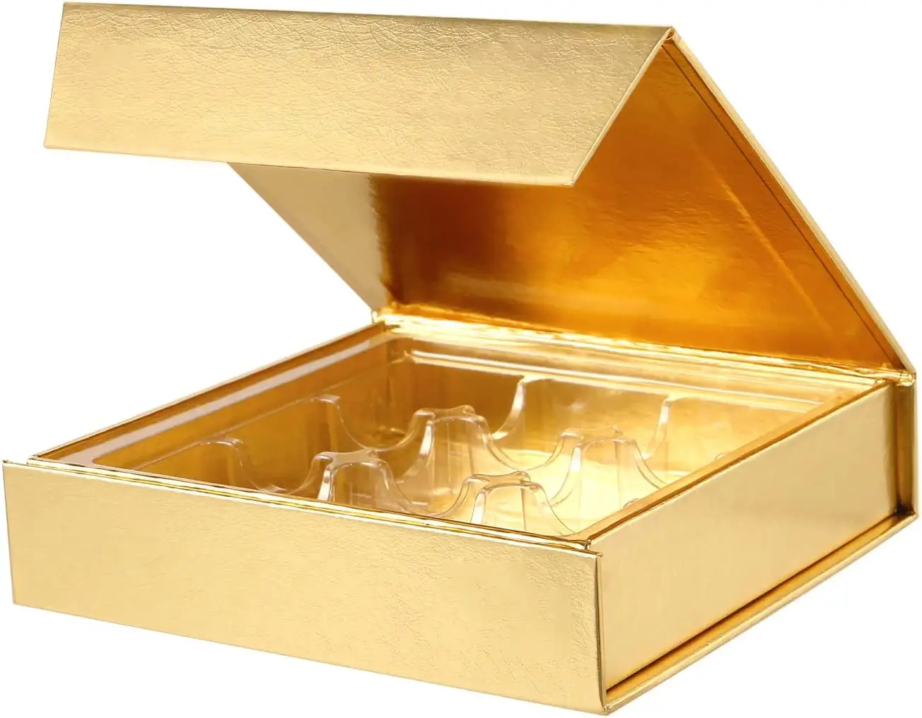Scatole di cioccolatini al tartufo scatola di caramelle per alimenti in oro con scatola di caramelle con finestra scatole rigide Cube 7 giorni da DHL (campione o piccolo ordine)