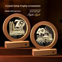Trophée en cristal en bois écologique haut de gamme gravé Prix de la réunion annuelle créative personnalisée