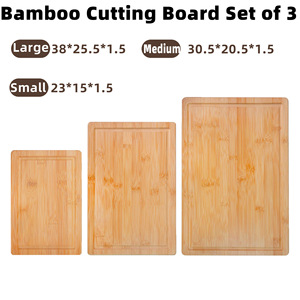 Bamboo Cutting Board <b>Set</b> 3 Piece Rectangle Multifunction For Meat Vegetables Kitchen Use - Product Image 5