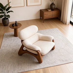 Nuevo Sillón Individual de Madera de Olmo Estilo Chino, Sillón <span class=keywords><strong>Reclinable</strong></span> de Madera Maciza con Tapicería de Tela - Product Image 3