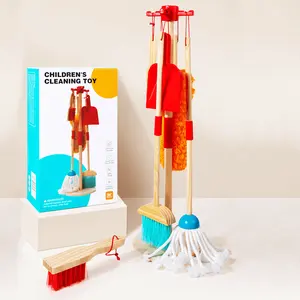 Ensemble de balais et vadrouilles Jouets de nettoyage amusants pour enfants Ensemble de jouets de nettoyage éducatifs en bois Ensemble de nettoyage détachable pour enfants