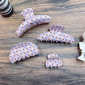Pince à cheveux Oradour en PVC à pois violets avec motif élégant de requin ovale, <span class=keywords><strong>style</strong></span> rétro français, grande taille, pour coiffures quotidiennes, 11 cm - Product Image 2