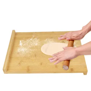 竹大木糕点板台面可逆边缘谷物切菜板