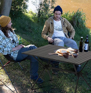 โต๊ะกลางแจ้งพับได้สำหรับปิกนิกตั้งแคมป์ชายหาดทำจากอลูมิเนียมพับได้ปรับความสูงได้ปรับความยาวได้ - Product Image 6